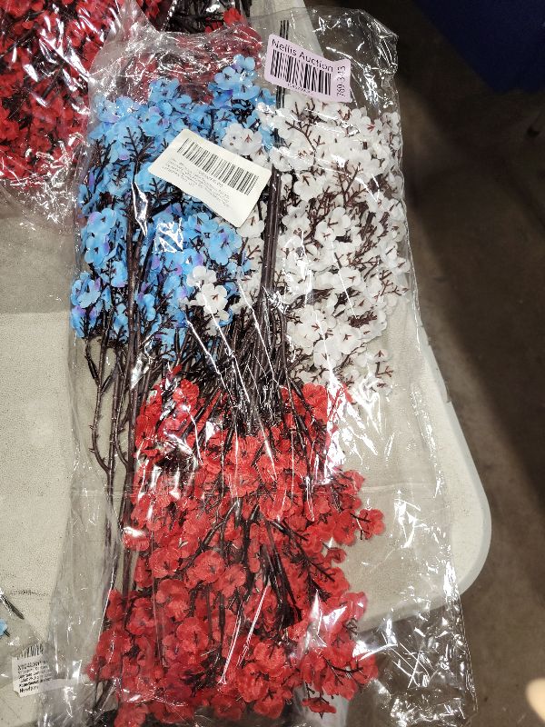 Photo 1 of 4th of July Table Decorations, Patriotic Handmade 12Pcs Artificial Flowers Red Blue White Patriotic Picks for Fourth of July Memorial Day Veterans Day Home Office Table Centerpiece Decor Gift