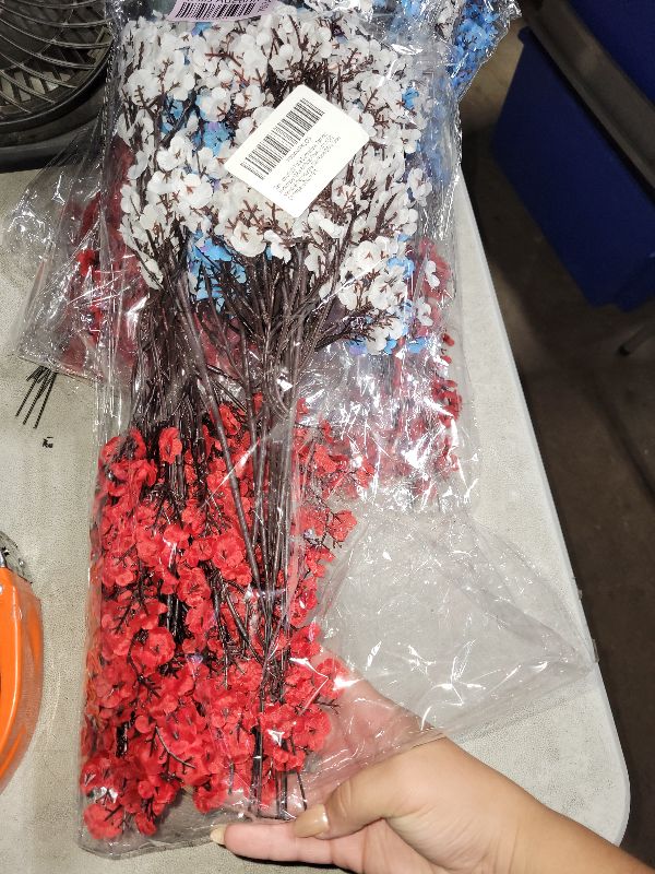Photo 1 of 4th of July Table Decorations, Patriotic Handmade 12Pcs Artificial Flowers Red Blue White Patriotic Picks for Fourth of July Memorial Day Veterans Day Home Office Table Centerpiece Decor Gift