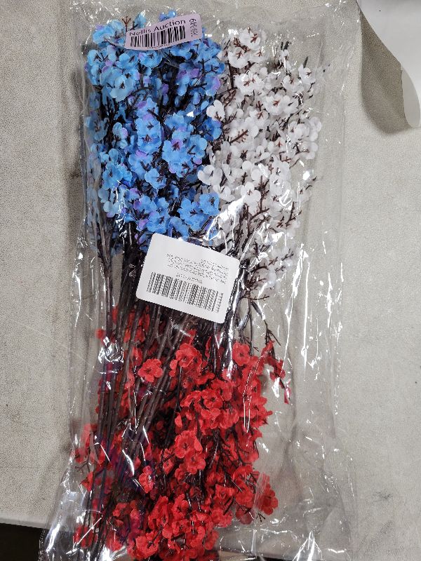 Photo 1 of 4th of July Table Decorations, Patriotic Handmade 12Pcs Artificial Flowers Red Blue White Patriotic Picks for Fourth of July Memorial Day Veterans Day Home Office Table Centerpiece Decor Gift