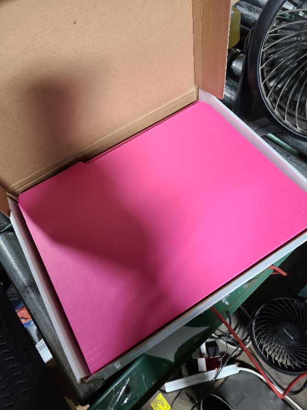 Photo 1 of 100 Blue Summit Supplies Pink File Folders, Letter Size with 1/3 Tab, Durable 11pt Paper, Pink File Folder 100 Pack, Holds Letter Size Documents