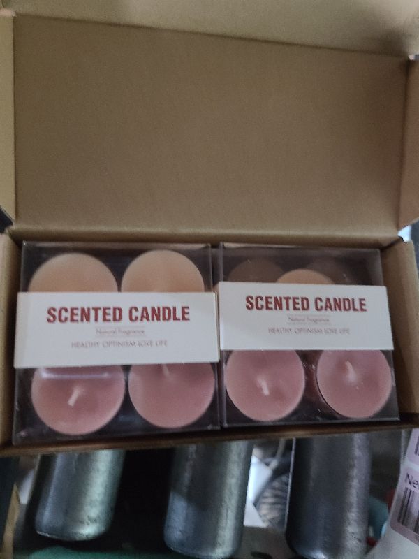 Photo 1 of 24 Pack Scented Tealight Candles, Bee Wax & Soy Wax Blended Tea Lights Candle, 2 Scents Include Peach Oolong Tea and Fig & Pear Scents, Mini Candles in Clear Acrylic Cups, Pink