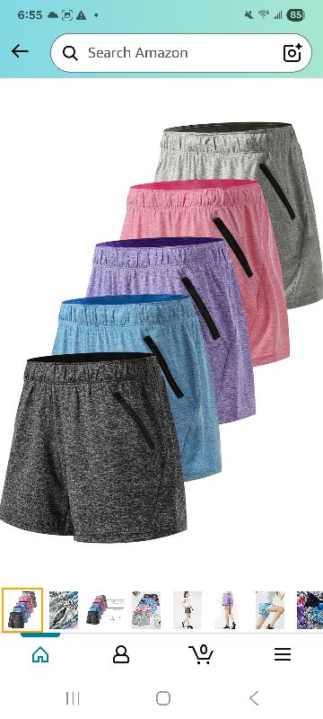 Photo 1 of 5 Pack: Womens Workout Gym Shorts Casual Lounge Set, Ladies Active Athletic Apparel with Zipper Pockets M
