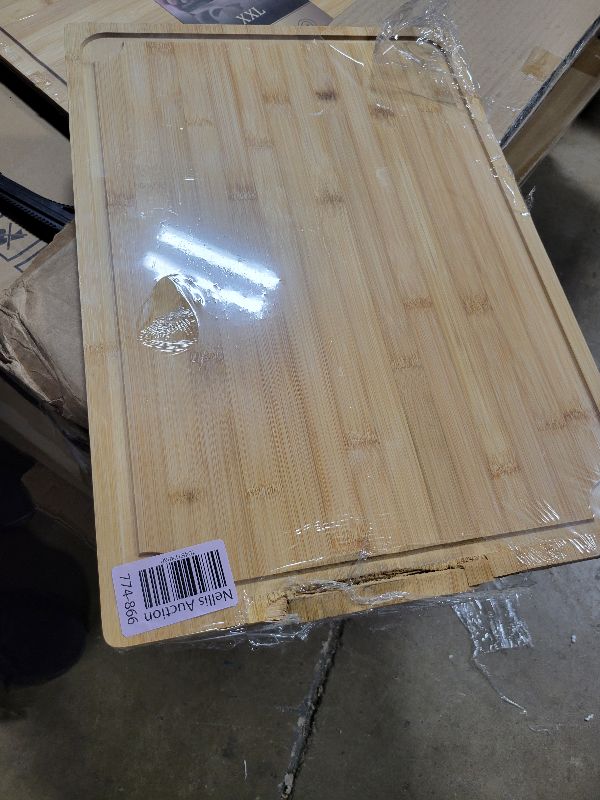 Photo 1 of 2XLarge Cutting Board, 20" Bamboo Cutting Boards for Kitchen with Juice Groove and Handles Kitchen Chopping Board for Meat Cheese board Heavy Duty Serving Tray, 2XL, Empune