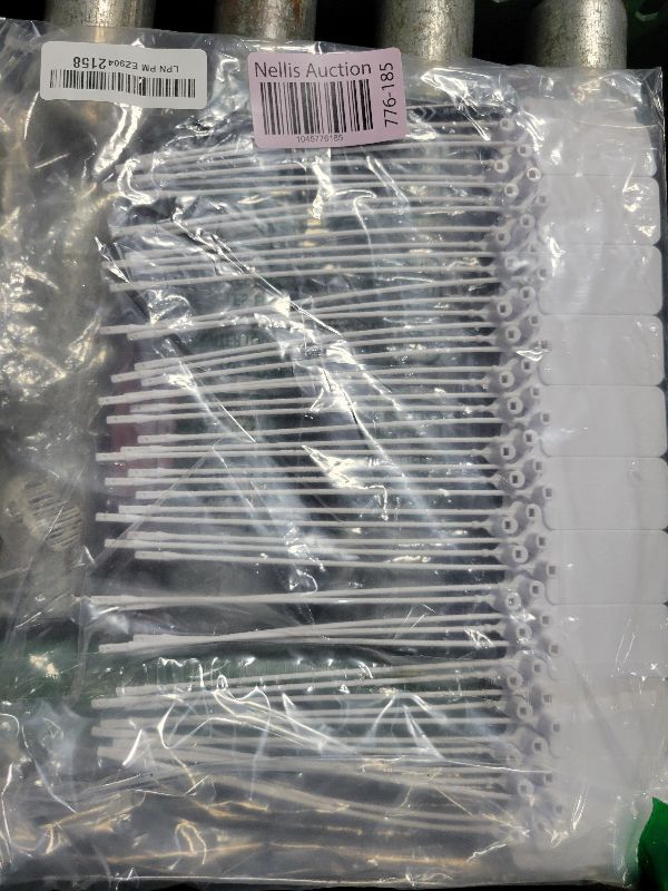 Photo 1 of 50 White Blank Plastic Tags for Labeling Waterproof Hanging Labels Writable Tags Seal Plastic Marking Label for Clothes Bags Keys Inventory with One Marker Pen