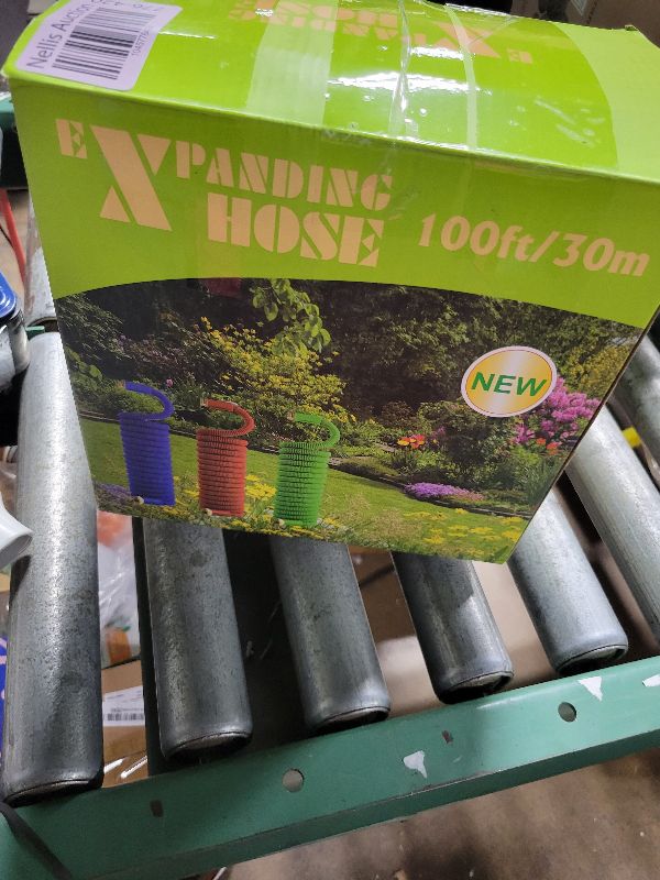 Photo 1 of 100 ft Expandable Garden Hose with 10 Patterns Nozzle,Kink-free, Flexible Expanding Water Hoses with 3/4" Solid Fittings and 4-Layer Latex Core - Garden Hoses