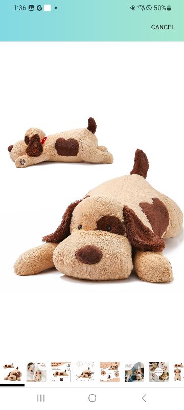 Photo 1 of 20" Weighted Dog Stuffed Animals – Big & Brown Weighted Dog Pillow Toy for Kids & Adults, Soft and Cute Puppy Plush Gift for Boys & Girls – 3.5 lbs Cute Stuffed Toys