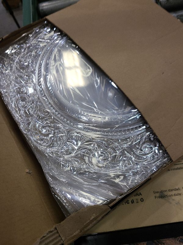 Photo 1 of 13 Inch Gold Charger Plates Set of 12, Clear Plastic Dinner Charger Plates with Gold Embossed Floral for Dinner Wedding Party