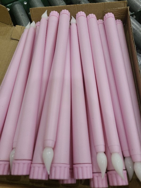 Photo 1 of 24 Pcs Flameless Taper, LED Faux Wax Candle Lights LED Candles Battery Operated Candles Flickering Taper for Birthday Christmas Wedding Party (Pink, Basic)