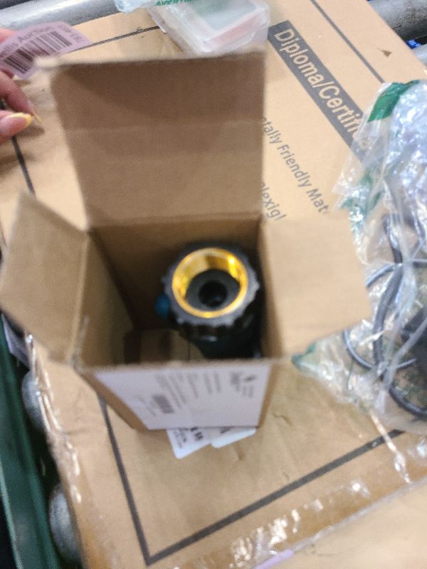 Photo 1 of 2WAYZ Heavy Duty Garden Hose Connector with On/Off Switch - Water Flow Control Adapter for Outdoor Use - Durable Brass Fitting with Hose Valve Shut-Off Handle for Quick Adjustments