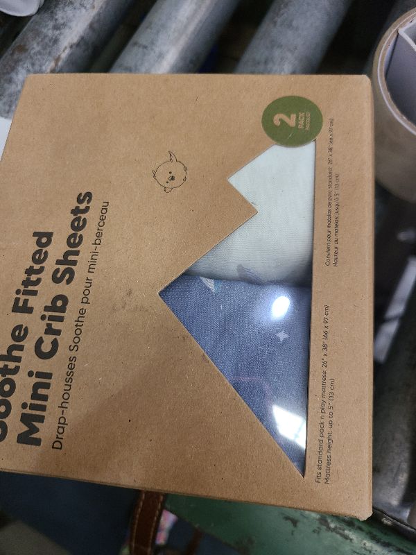 Photo 1 of 2-Pack Mini Crib Sheets Fitted - 38x26 Pack N Play Sheets for Pack and Play Mattress, Organic Cotton, Soft & Breathable Playard Bedding, Neutral Mini Toddler Bed Cover for Boys, Girls (Marine Muse)