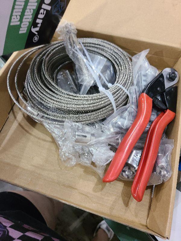 Photo 1 of 100FT Garden Wire Trellis for Climbing Plants, Kalolary T316 Stainless Steel Garden Trellis for Outdoor Wall-Mounted Heavy Duty Wire Trellis Kit Wire Ropes System Kit for Plants Vines Wall Decoration