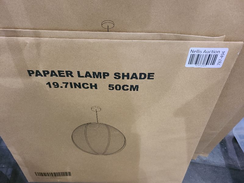Photo 1 of 1PC 19.7 Inch Round Rice Paper Lamp Shades, White Paper Lanterns Lights,Paper Pendant Light Shade,Hanging Paper Lamp Shade,Noguchi Lamp Shade,Lampshade for Living Room,Excluding Wires and Bulbs
