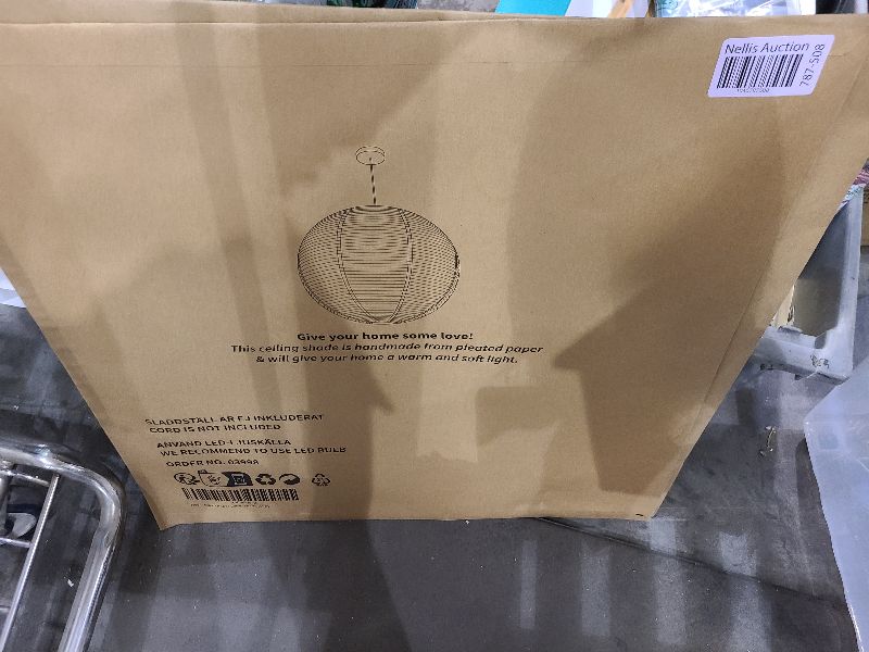 Photo 1 of 1PC 23.6 Inch Round Rice Paper Lamp Shades, White Paper Lanterns Lights,Paper Pendant Light Shade,Hanging Paper Lamp Shade,Noguchi Lamp Shade,Lampshade for Living Room,Excluding Wires and Bulbs