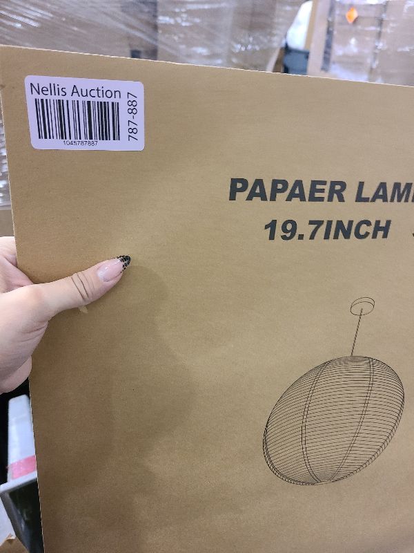 Photo 1 of 1PC 19.7 Inch Round Rice Paper Lamp Shades, White Paper Lanterns Lights,Paper Pendant Light Shade,Hanging Paper Lamp Shade,Noguchi Lamp Shade,Lampshade for Living Room,Excluding Wires and Bulbs