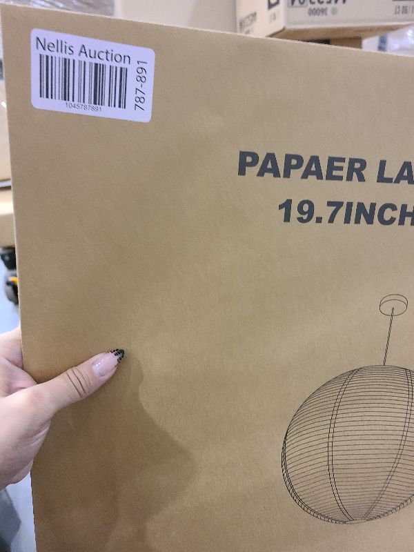 Photo 1 of 1PC 19.7 Inch Round Rice Paper Lamp Shades, White Paper Lanterns Lights,Paper Pendant Light Shade,Hanging Paper Lamp Shade,Noguchi Lamp Shade,Lampshade for Living Room,Excluding Wires and Bulbs