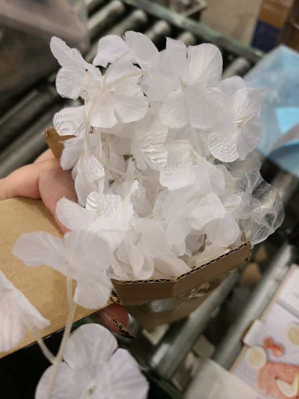 Photo 1 of 12Pcs Artificial Wisteria Flowers 3.6 Feet/Piece White Dense Artificial Fake Wisteria Vine Ratta Hanging Garland Silk Flowers String Home Party Wedding Decor(White-Dense)