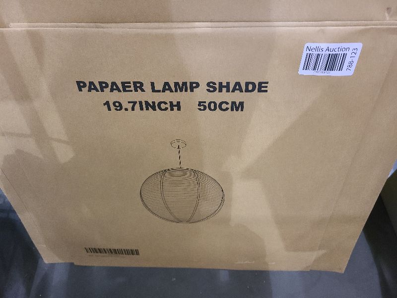 Photo 1 of 1PC 19.7 Inch Round Rice Paper Lamp Shades, White Paper Lanterns Lights,Paper Pendant Light Shade,Hanging Paper Lamp Shade,Noguchi Lamp Shade,Lampshade for Living Room,Excluding Wires and Bulbs
