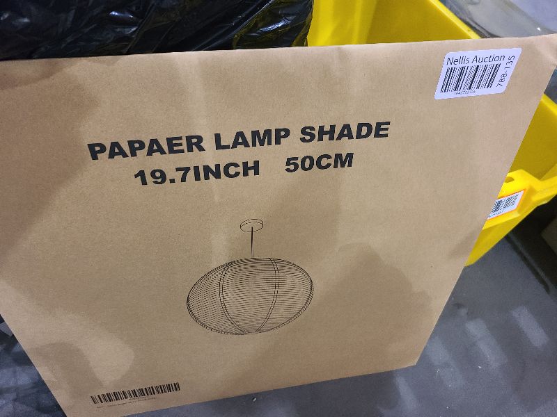 Photo 1 of 1PC 19.7 Inch Round Rice Paper Lamp Shades, White Paper Lanterns Lights,Paper Pendant Light Shade,Hanging Paper Lamp Shade,Noguchi Lamp Shade,Lampshade for Living Room,Excluding Wires and Bulbs