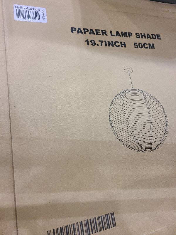 Photo 1 of 1PC 19.7 Inch Round Rice Paper Lamp Shades, White Paper Lanterns Lights,Paper Pendant Light Shade,Hanging Paper Lamp Shade,Noguchi Lamp Shade,Lampshade for Living Room,Excluding Wires and Bulbs