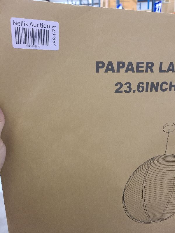 Photo 1 of 1PC 23.6 Inch Round Rice Paper Lamp Shades, White Paper Lanterns Lights,Paper Pendant Light Shade,Hanging Paper Lamp Shade,Noguchi Lamp Shade,Lampshade for Living Room,Excluding Wires and Bulbs