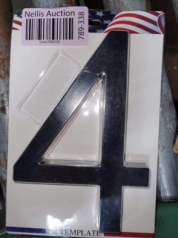 Photo 1 of 7 Inch Address Numbers for Houses, Modern House Numbers for Outside Street Metal Black Large Door Numbers on Floating Mount Zinc Alloy Black Number 4