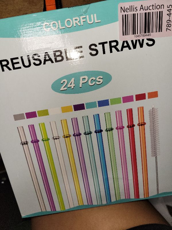 Photo 1 of 24 PCS, Reusable Straws with 4 Brushes, 10.5" Long Tritan Hard Plastic Straws, 12 Colors Translucent Replacement Drinking for 16OZ-32 OZ Tumblers, Cups, Jars, Stanley, YETI, Starbucks, BPA Free