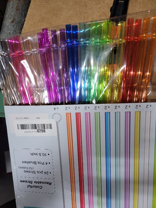 Photo 1 of 24 PCS, Reusable Straws with 4 Brushes, 10.5" Long Tritan Hard Plastic Straws, 12 Colors Translucent Replacement Drinking for 16OZ-32 OZ Tumblers, Cups, Jars, Stanley, YETI, Starbucks, BPA Free
