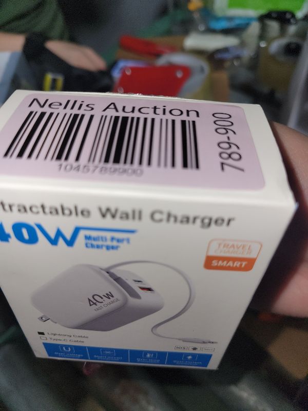 Photo 1 of 3 in 1 Wall Charger,Retractable 40W Fast Charger Block with Lightening Cable and 2 USB Ports,Portable Fast Charging Adapter with Foldable Plug for iPhone14/13/12,iPad,Air-Pods