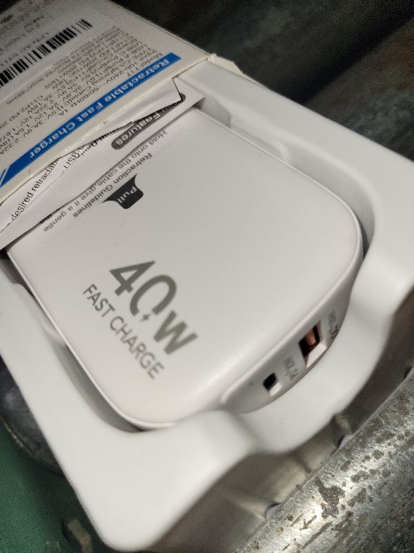 Photo 1 of 3 in 1 Wall Charger,Retractable 40W Fast Charger Block with Lightening Cable and 2 USB Ports,Portable Fast Charging Adapter with Foldable Plug for iPhone14/13/12,iPad,Air-Pods