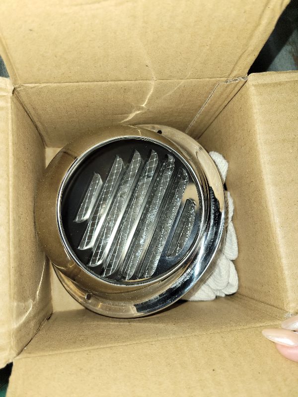 Photo 1 of 4 Inch Wall Vent Cover, HG Power Dryer Vent Cover Outside with Screen Mesh, Stainless Steel Exhaust Vent, Round Air Vent Covers for Outdoor Ventilation System 95mm, Silver