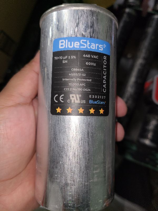 Photo 1 of [2025 Updated] BlueStars 70+10 uF 70/10 MFD ±5% 370V/440VAC Dual Run Start Capacitor Air Conditioner CBB65 50/60Hz, 10000AFC - for AC Unit Fan Motor Start or Heat Pump or Condenser Straight Cool