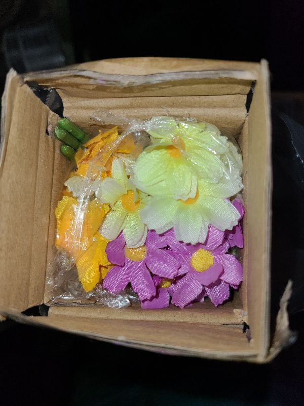Photo 1 of 6 Bundles Outdoor Artificial Flowers for Decoration,Silk Flowers UV Resistant Fake Flowers No Fade Faux Flowers Bouquet Hanging Plants for Indoor Outside Farmhouse Home Garden Rainbow Daisy Mums
