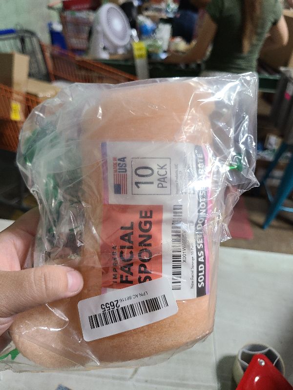 Photo 1 of 10 Pack Facial Sponge for Daily Deep Cleansing - Regular Buff Style Exfoliating Pads for Removing Dead Skin, Dirt & Makeup - Normal to Oily - Made in The USA - Reusable Puf - Natural