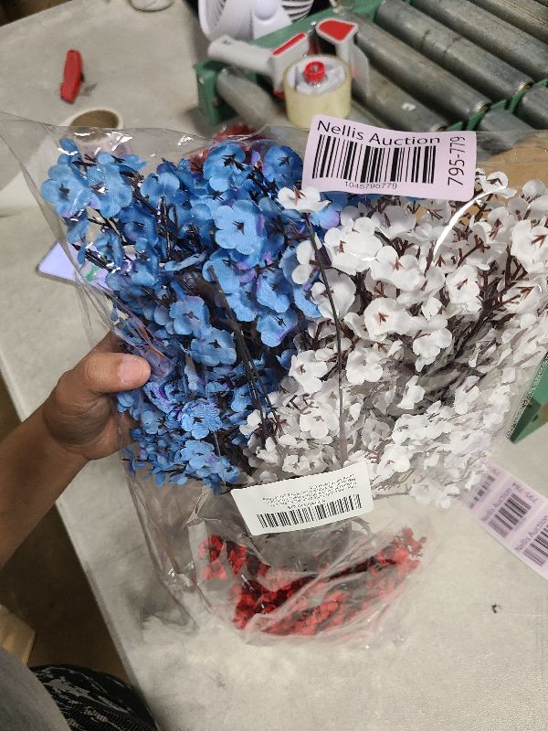 Photo 1 of 4th of July Table Decorations, Patriotic Handmade 12Pcs Artificial Flowers Red Blue White Patriotic Picks for Fourth of July Memorial Day Veterans Day Home Office Table Centerpiece Decor Gift
