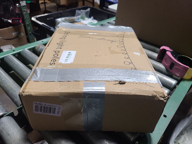 Photo 1 of 6 Pack 10 ft Heavy Duty Metal String Light Poles Adjustable Outdoor Lighting Stand for Patio,Backyard,Garden,Party & Wedding Rustproof & Sturdy with Hooks