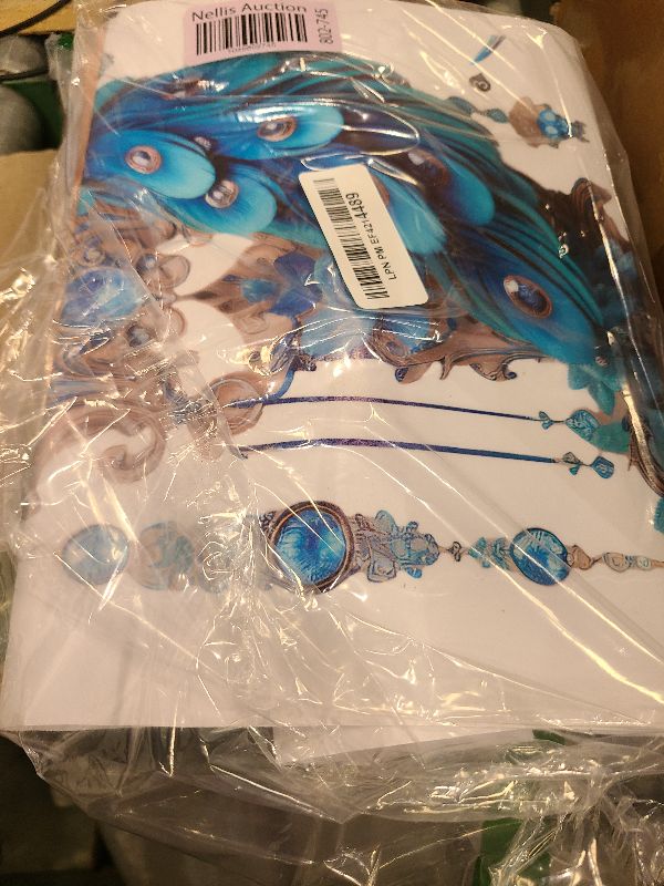 Photo 1 of  Blue Peacock Painted Wall Stickers, sacinora Peacock Pendant Art Wall Decals Removable Vinyl Peel and Stick for Living Room Bedroom Sofa TV Background Home Decorations