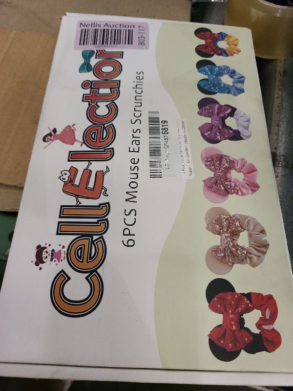 Photo 1 of 6 Pack Mouse Ears Scrunchies Velvet Sparkle Sequin Bows Hair Scrunchies Hair Ties Elastic Rubber Bands Christmas Ponytail Holders for Kids Women Girls Adult Christmas Party Decoration