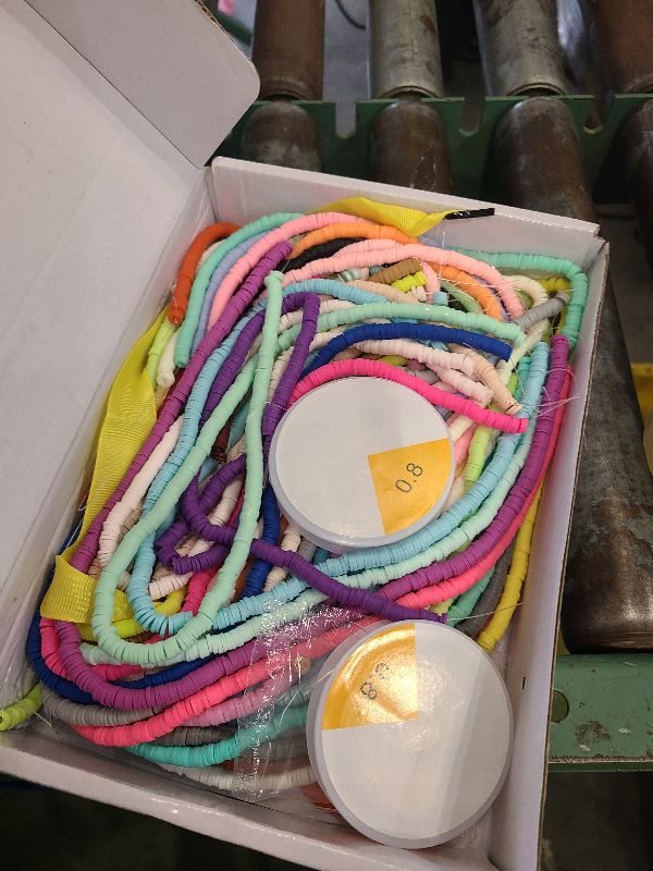 Photo 1 of 19000pcs 50 Strands Clay Bead Bracelet Kit, 6mm Flat Round Polymer Clay Beads Spacer Heishi Beads for Jewelry Making Earring Necklace