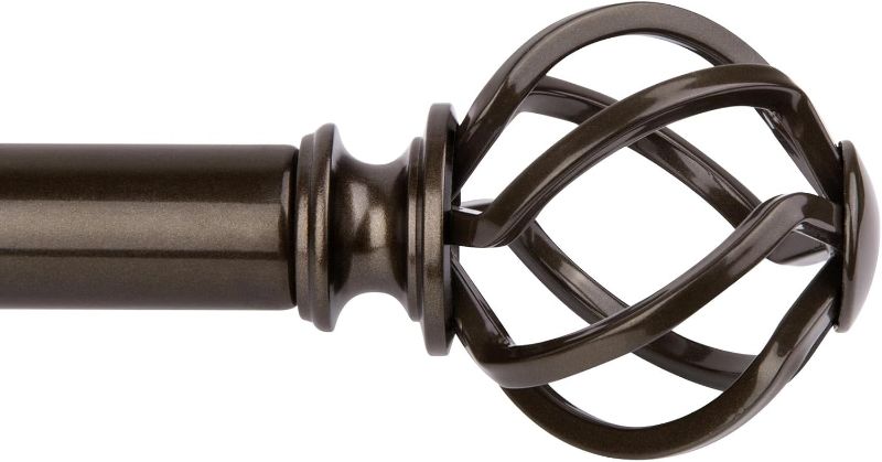 Photo 1 of  KAMANINA Bronze Curtain Rods for Windows 72 to 144 Inches (6-12ft), 1 Inch Long Curtain Rod 32 to 144, Heavy Duty Decorative Single Drapery Rods, Twisted Cage End 