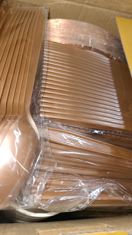 Photo 1 of 480 Piece Rose Gold Dinnerware Set for 60 Guests,Floral Style Fancy Disposable Plates for Party,Include:Dinner Plates,Dessert Plates,straws,Napkins,Knives,Forks,Spoons and Cups