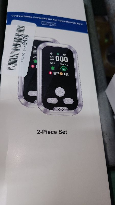 Photo 1 of 2 Packs, Plug-in Carbon Monoxide Detector, 5-in-1, with HD Display, 3Icons, for Gas, CO, Smoke, Display Temperature, Humidity, 100dB Alarm,Built-in Battery for Portable Use, Display Power Level,Black