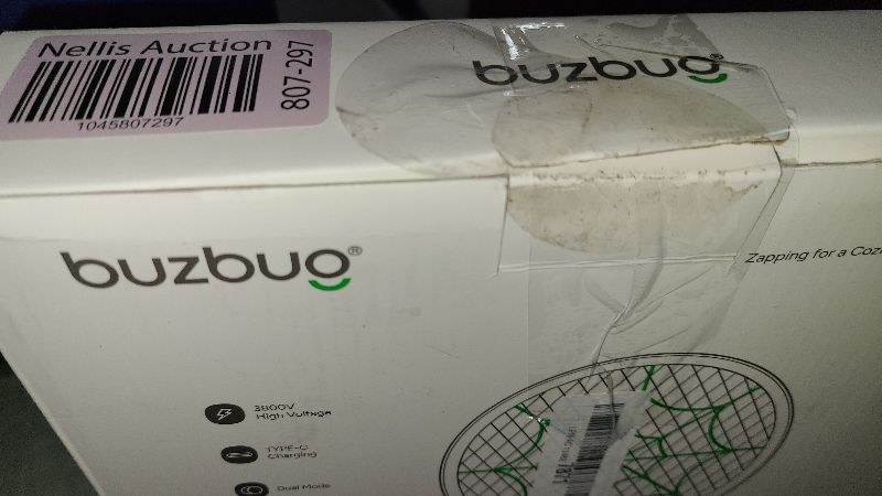 Photo 1 of Buzbug 3800V Electric Fly Swatter, Dual Modes Bug Zapper Racket, 1500mAh Type-C Rechargeable Battery, Portable and Foldable Fly Zapper Racket, for Indoor Outdoor Home Patio Camping (Purple Gray)