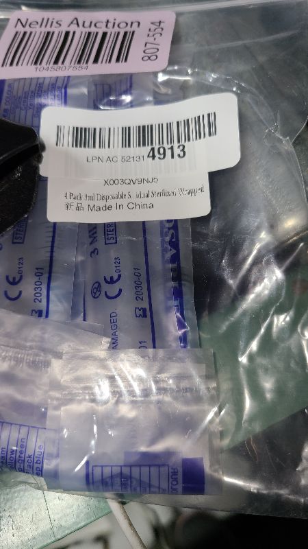 Photo 1 of 4 Pack 3ml Disposable Syringe with 23Ga 1.0 Inch, Luer Lock Syringes, Individual Sterilized Wrapped