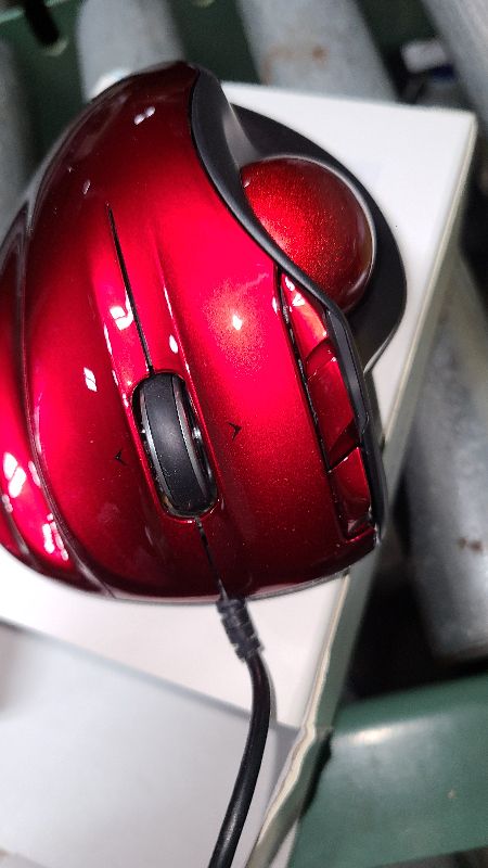 Photo 1 of SANWA Wired Ergonomic Trackball Mouse, Programmable Roller Ball Mice, Tilt Scroll, 400/800/1200/1600 DPI, Computer trackball & Finger Rest, Compatible with Mac, Windows, Laptop, Chrome OS, Red