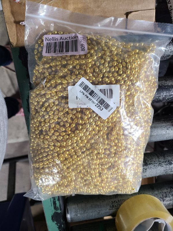 Photo 1 of 100 PCS Gold Bead Necklace, Gold Mardi Gras Christmas Oval Beads Necklaces 30.5" Metallic Beaded Costume Necklaces Party Necklaces for Mardi Gras Christmas Parade Throws Pirate Party Favors