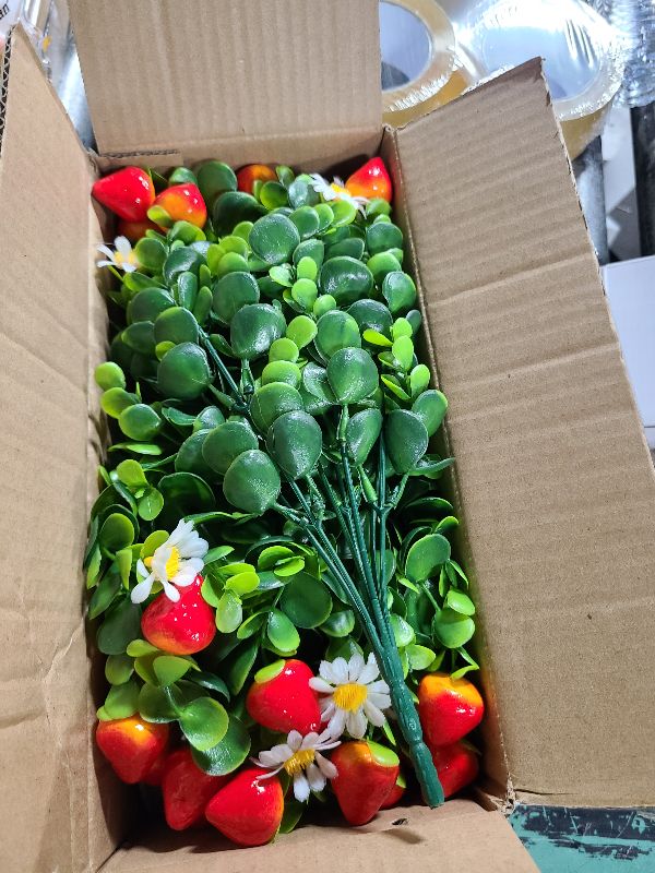 Photo 1 of 3 Pack Strawberry Mason Jar Table Centerpiece, Artificial Strawberry Home Centerpieces Fake Strawberry Daisy Plants with Faux Leaves for Summer Farmhouse Wedding Decor, Tiered Tray Tabletop Display