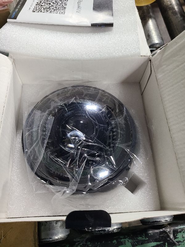 Photo 1 of 5-3/4 inch 5.75" Round LED Headlight Motorcycle Compatible with Dyna Street Bob Super Wide Glide Low Rider Night Rod Train Softail Deuce Custom Sportster Iron 883 Black, with DRL Start-up Halo Ring