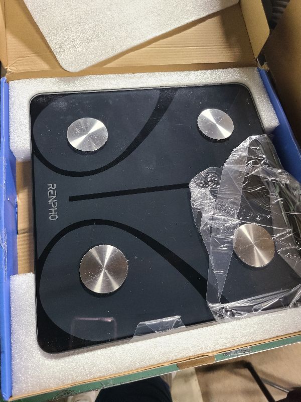 Photo 1 of RENPHO Scale for Body Weight, Smart Scale with BMI, Body Fat, Muscle Mass, Bluetooth, FSA HSA Store Eligible, 13 Metrics with Large VA Display, Support App Connection, Black, Elis 2X