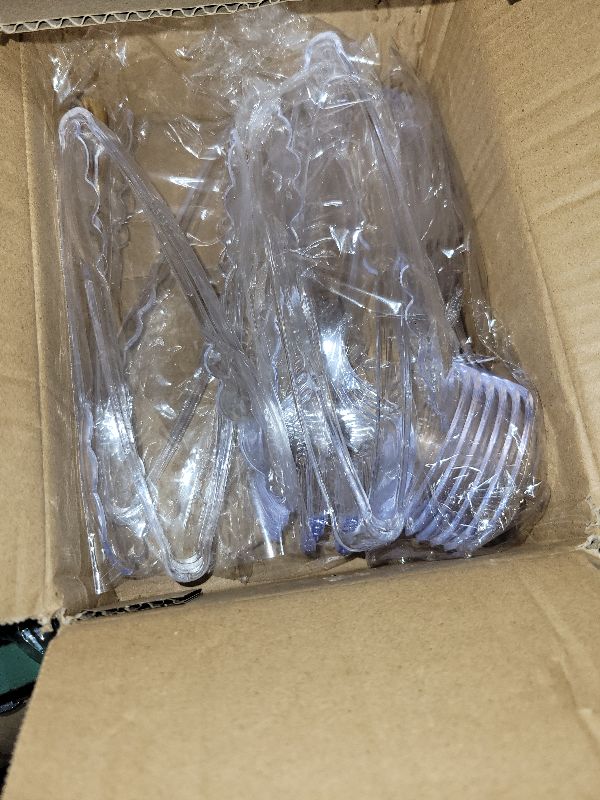 Photo 1 of 18 Pcs Clear Plastic Serving Utensils Set - 6 Clear Plastic Serving Spoons, 6 Tongs And 6 Forks - Heavy Duty Disposable Serving Utensils Set For Parties