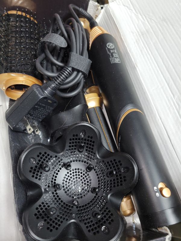 Photo 1 of 6 in 1 Hair Dryer Brush, Foldable Blow Dryer Brush with Wrap Curler, Detachable Air Hair Styler Curling, Drying,Volumizing, Straightening, Negative Ionic Hair Dryer with Diffuser, Hair Styling Tools